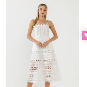 Clarissa lace strap midi dress
